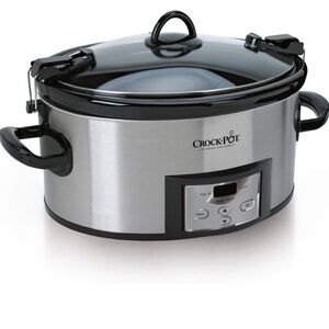 NEW 6-Quart Crock-Pot Black and Silver Programmable Slow Cooker w/ Digital Timer